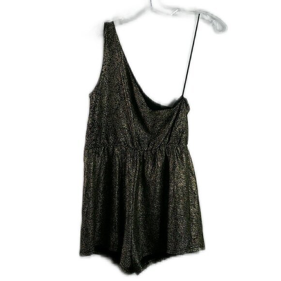 Silence + Noise - One Shoulder Gold/Black Romper - Small - Picture 5 of 6